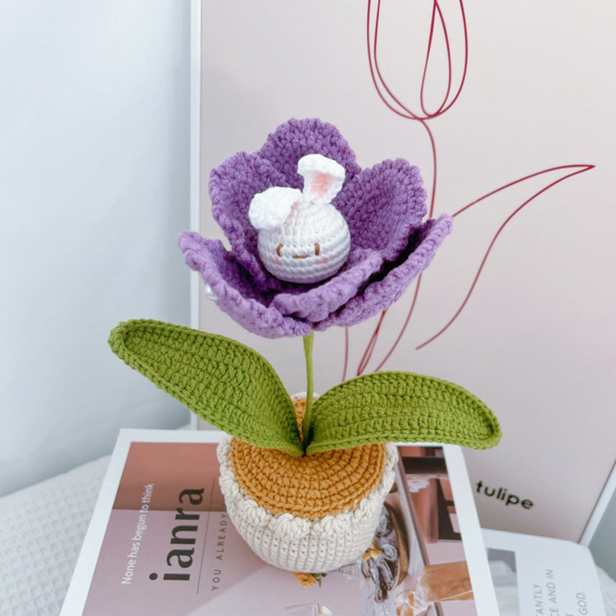 Crochet Tulip+Rabbit Flower Bouquet-Gift For Her