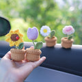 Mini Crochet Flowers Car Decor Mirror Hanging Accessories