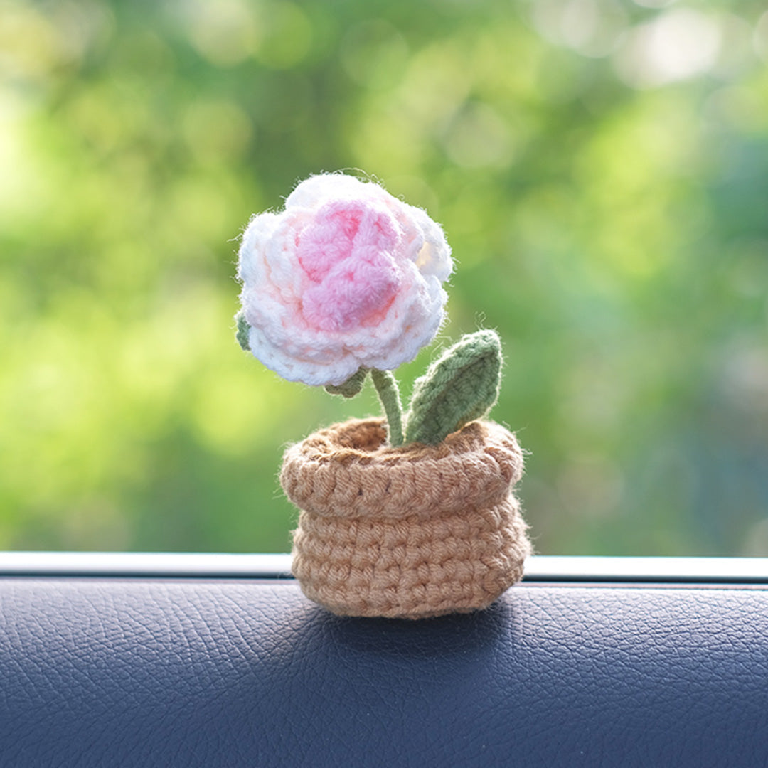 Mini Crochet Flowers Car Decor Mirror Hanging Accessories