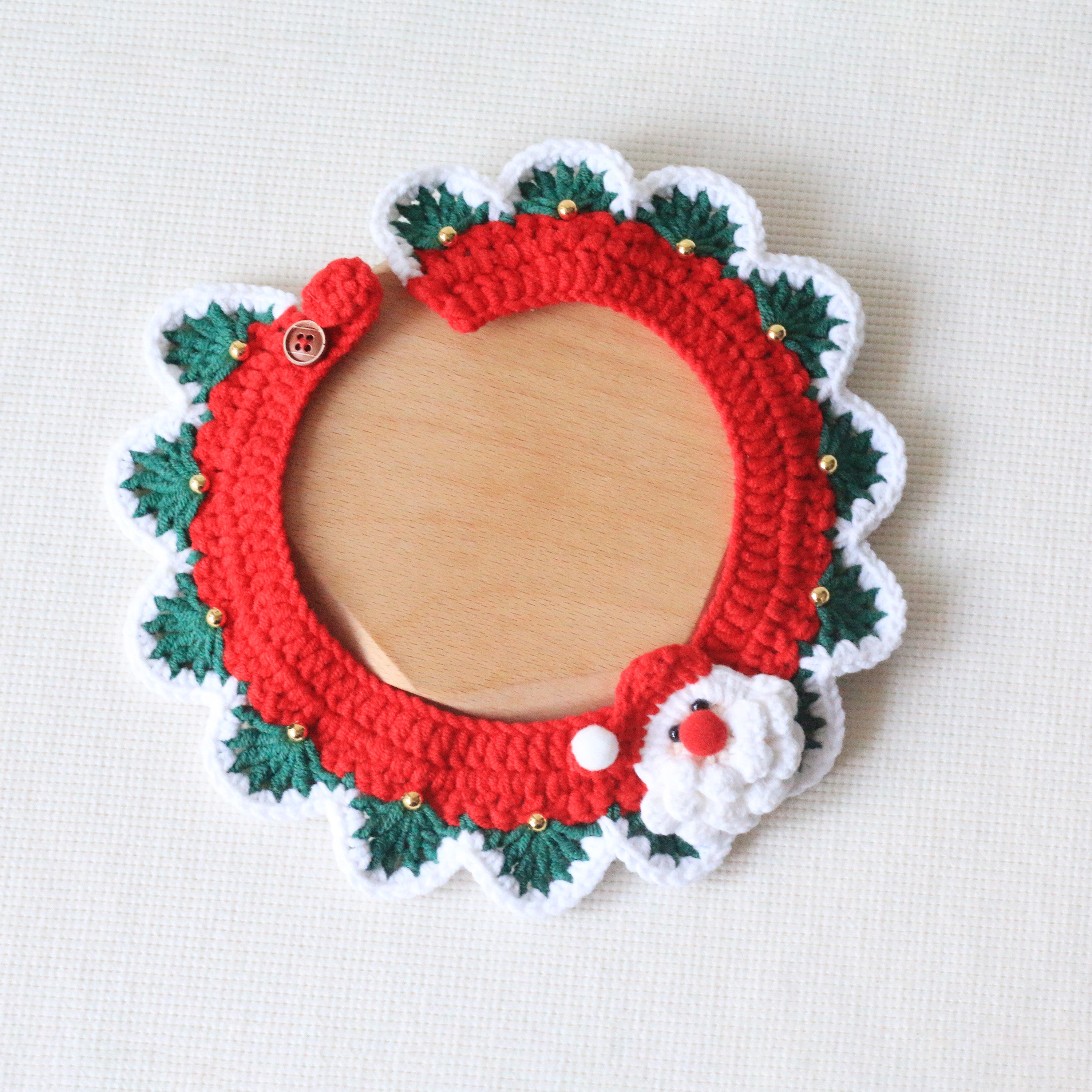 Crochet Red Collar Santa Claus Collar