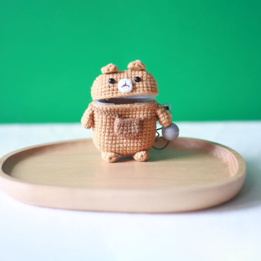 Brown Bear Crochet AirPods Case