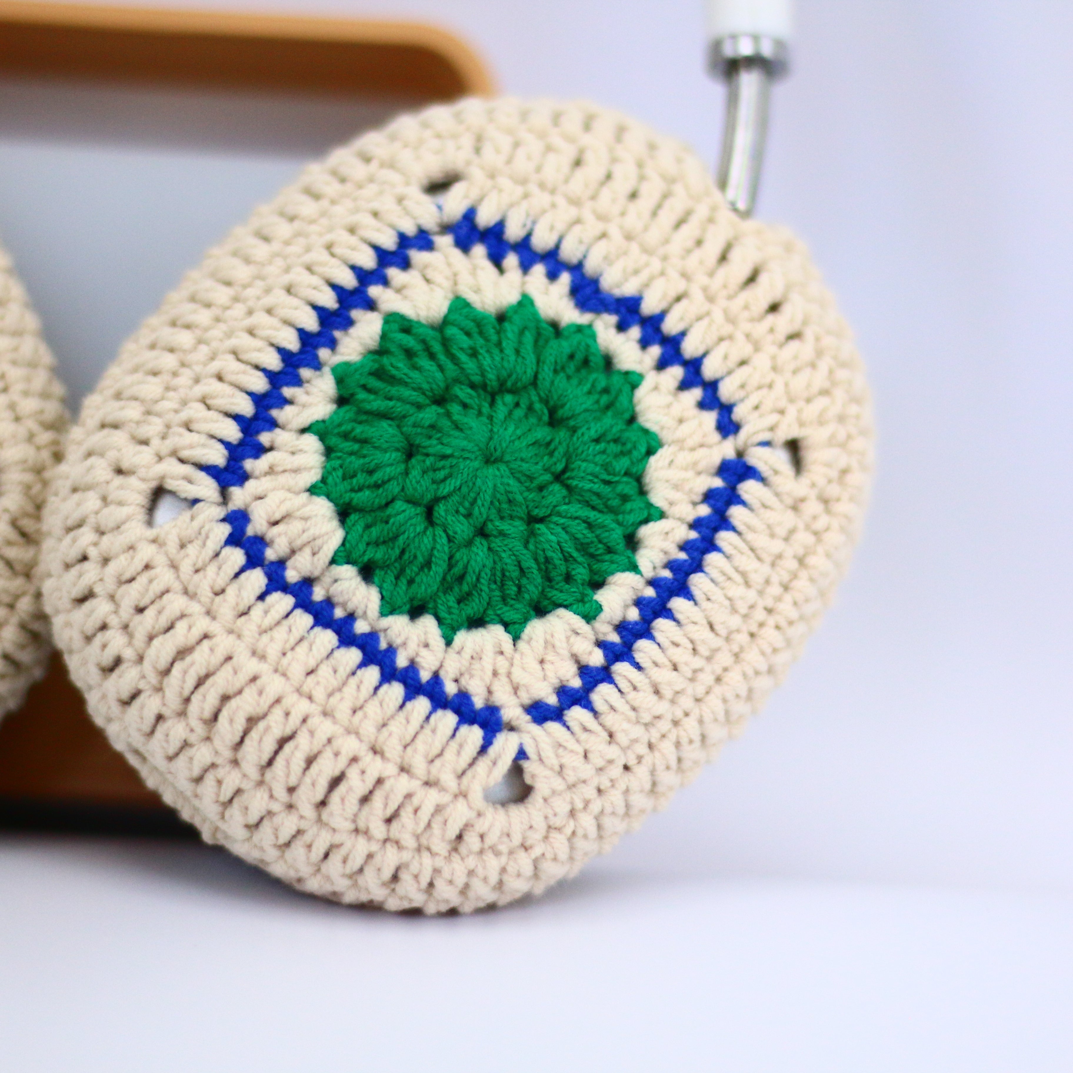 Green Granny Square AirPods Max Cases