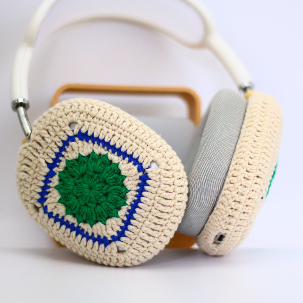 Green Granny Square AirPods Max Cases