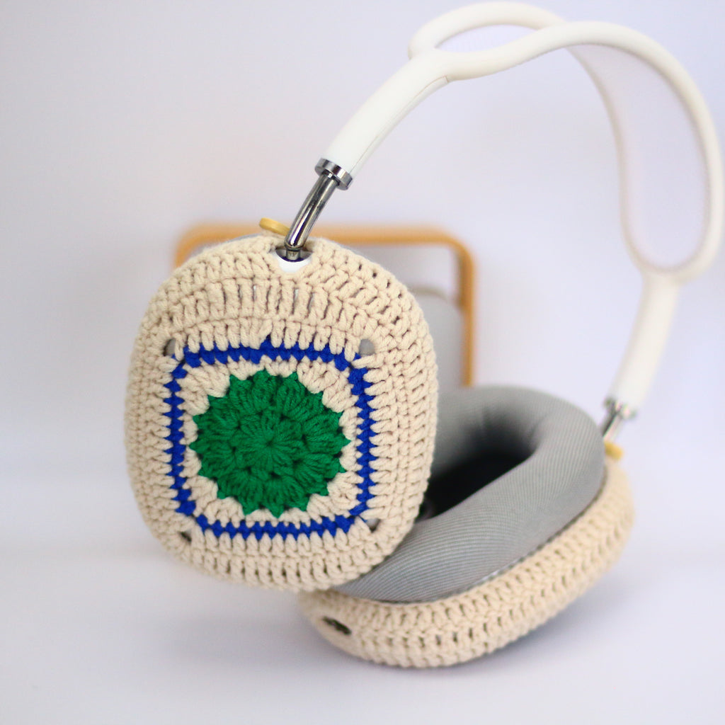 Green Granny Square AirPods Max Cases