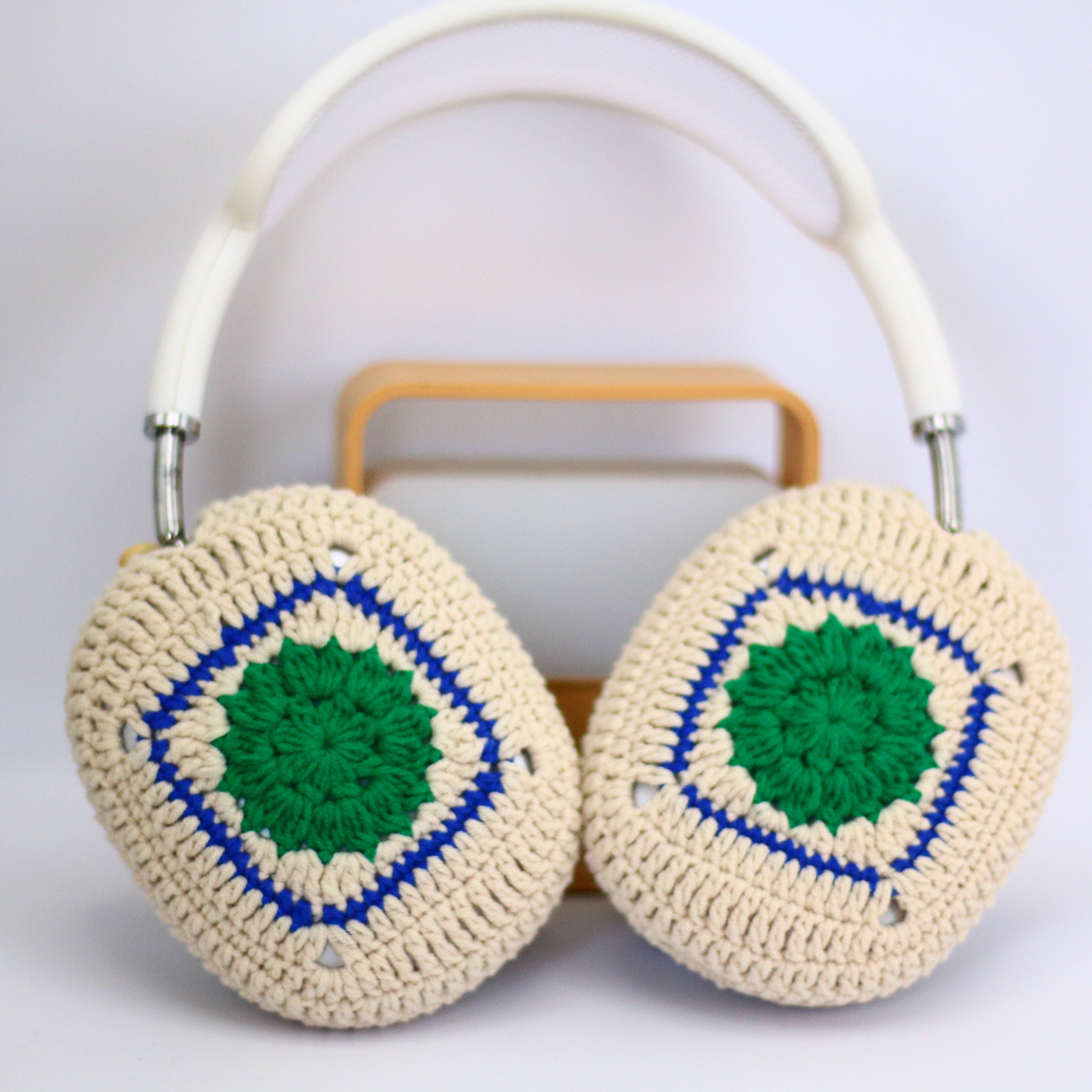 Green Granny Square AirPods Max Cases