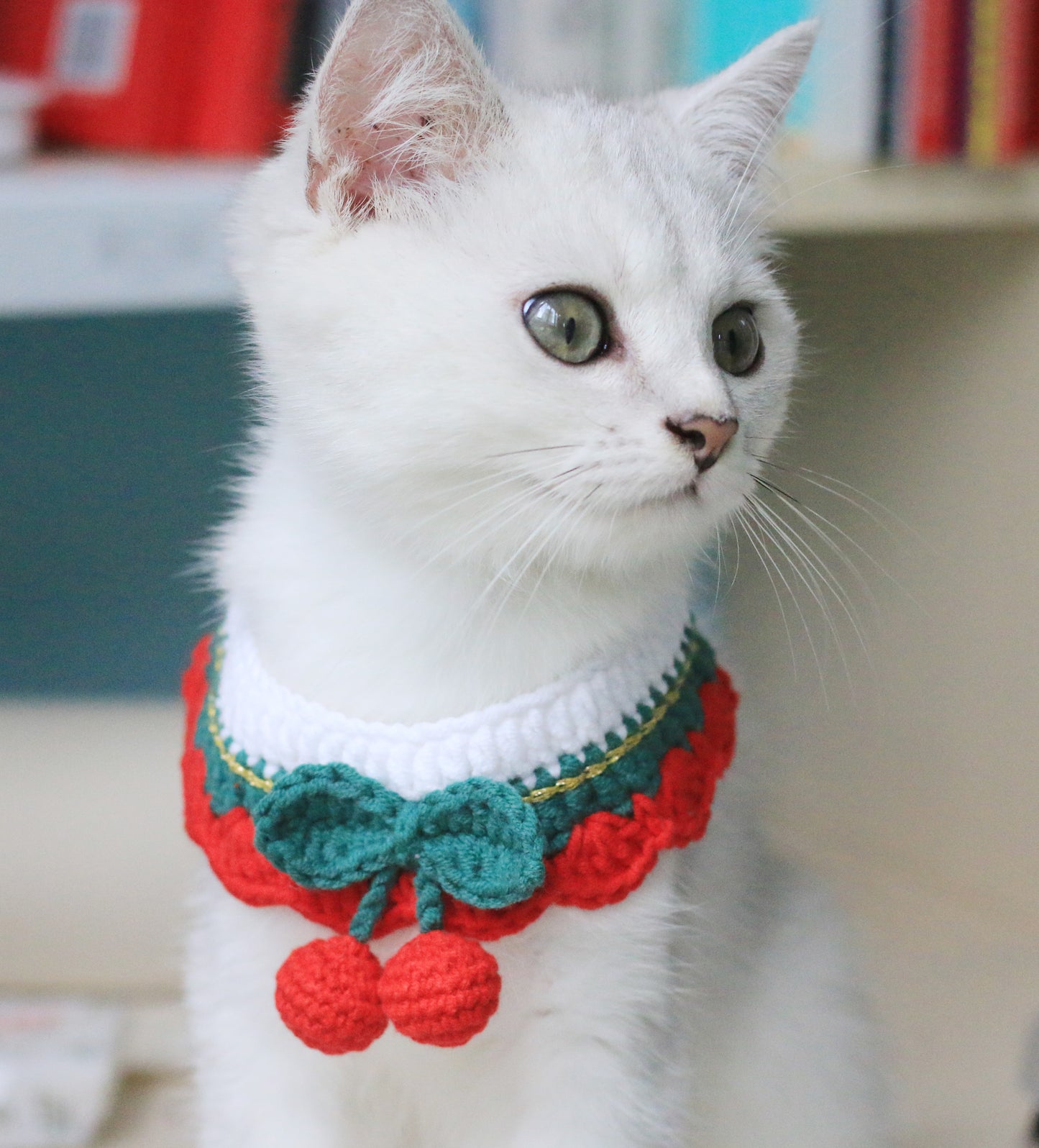 Crochet Cherry Cat Collar