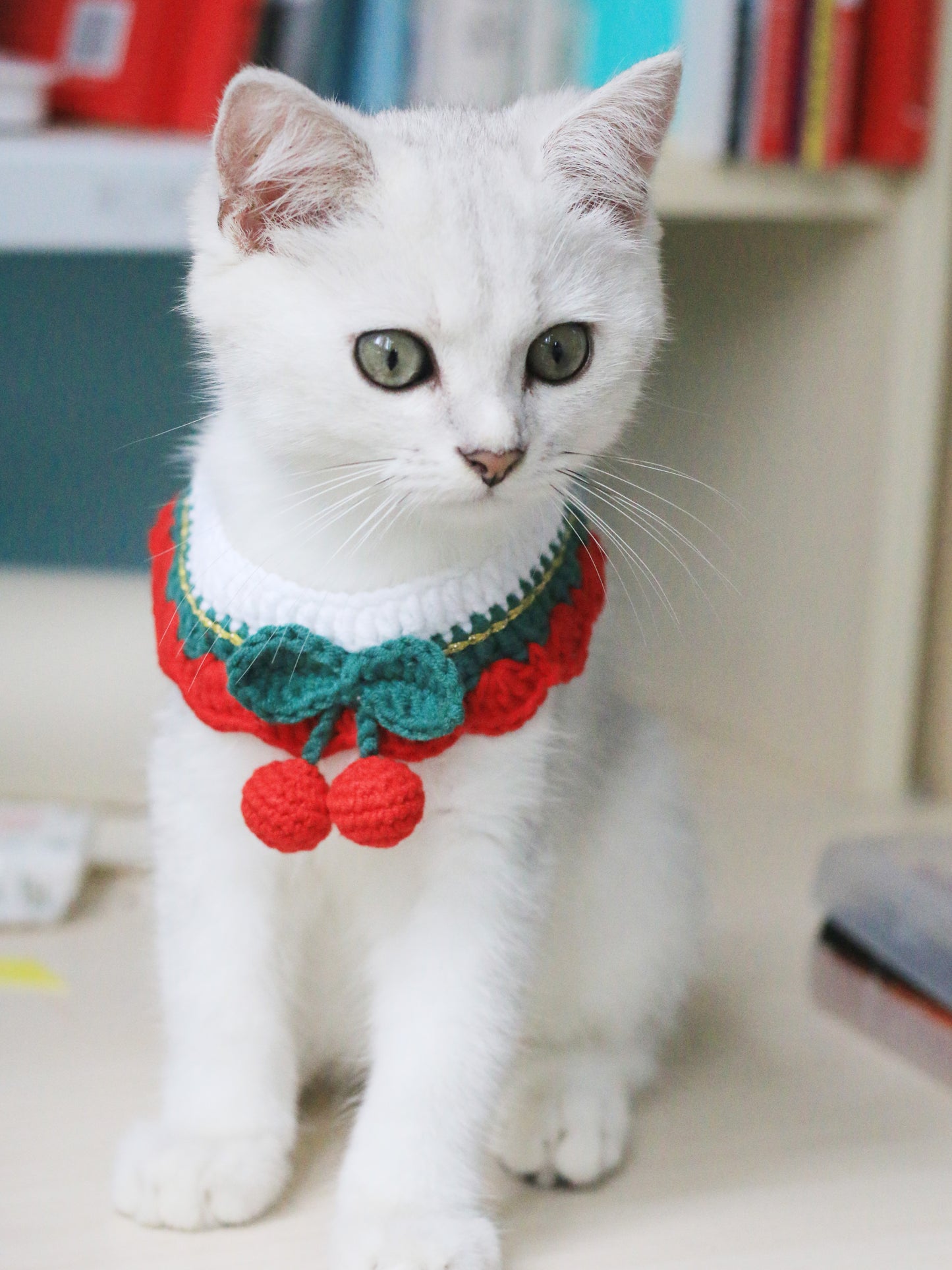 Crochet Cherry Cat Collar