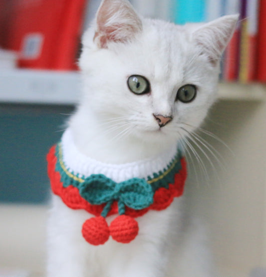 Crochet Cherry Cat Collar