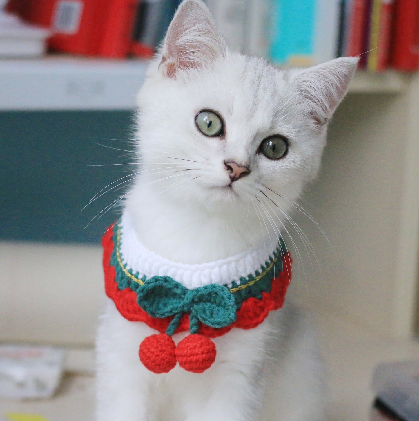 Crochet Cherry Cat Collar