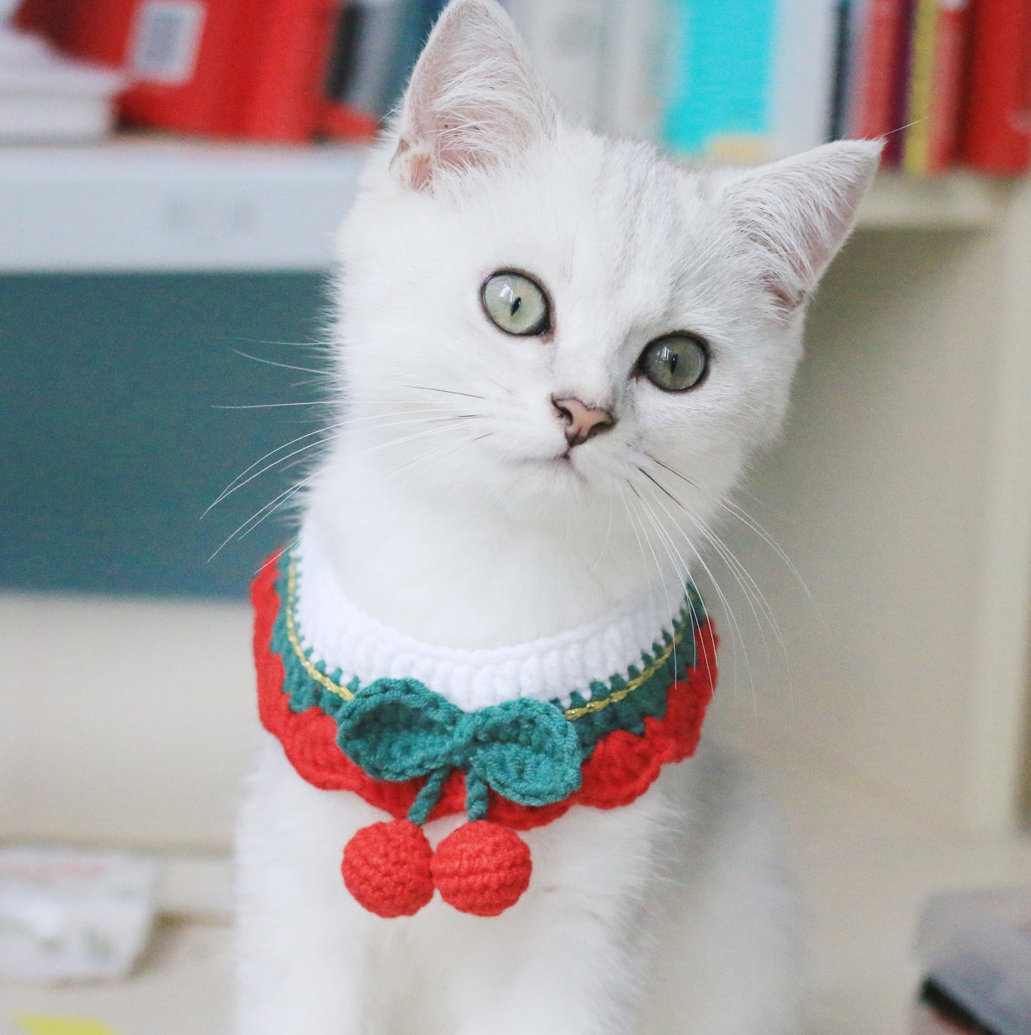 Crochet Cherry Cat Collar