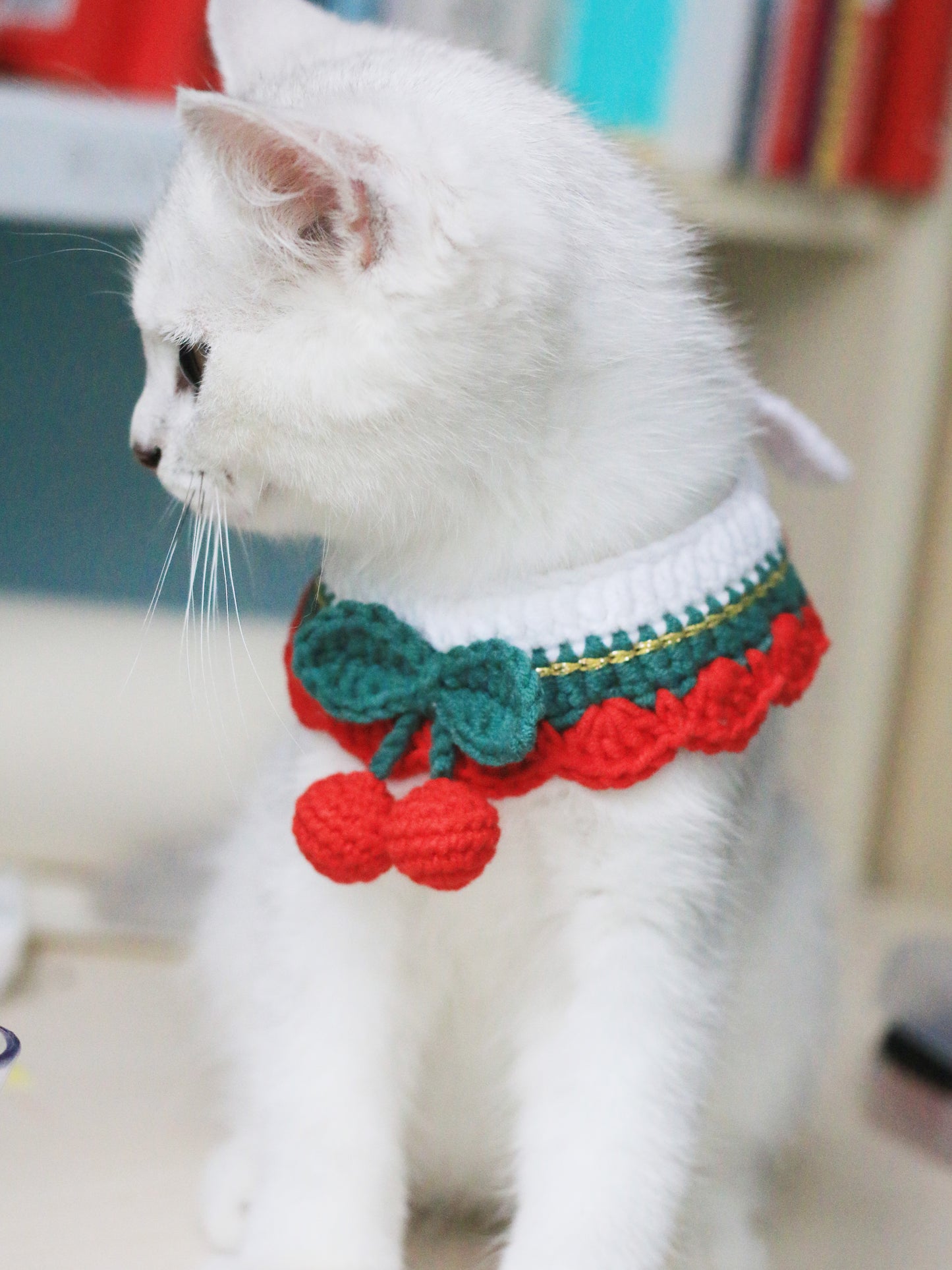 Crochet Cherry Cat Collar