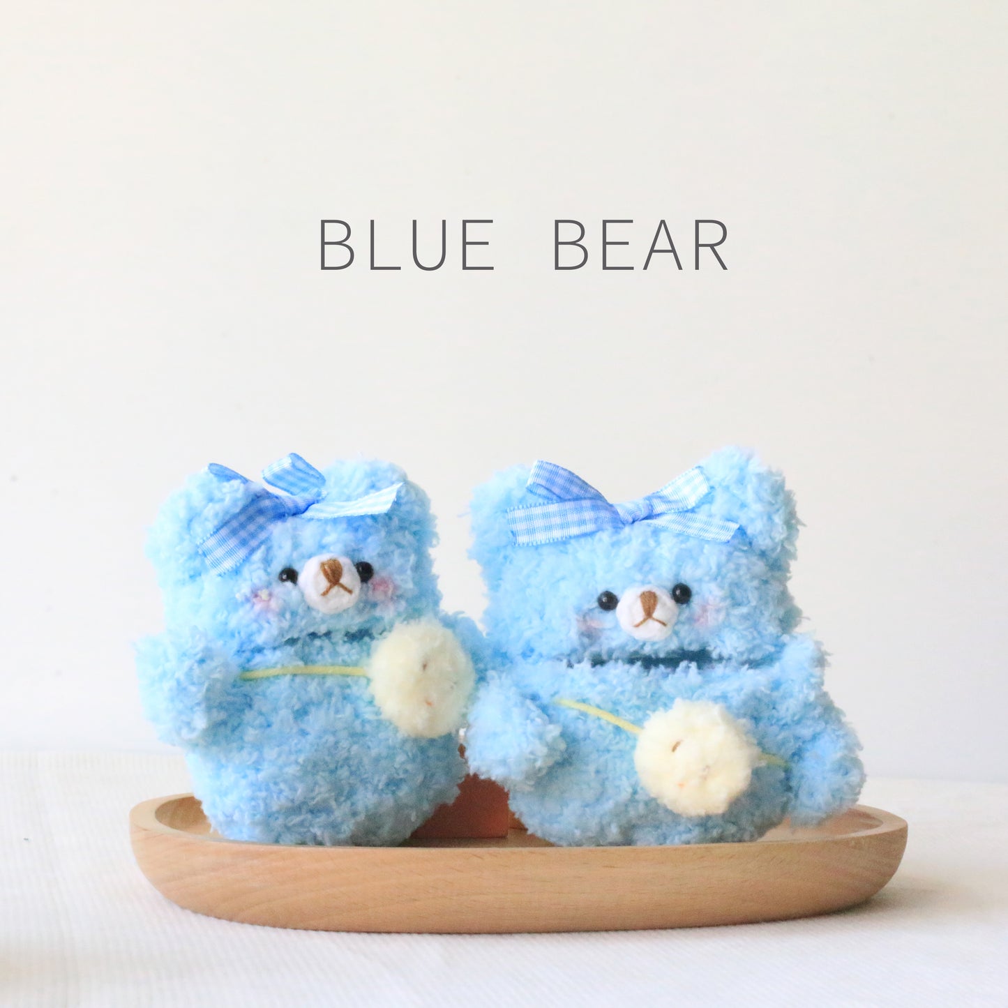 Crochet Blue Fluffy Bear Airpod Case