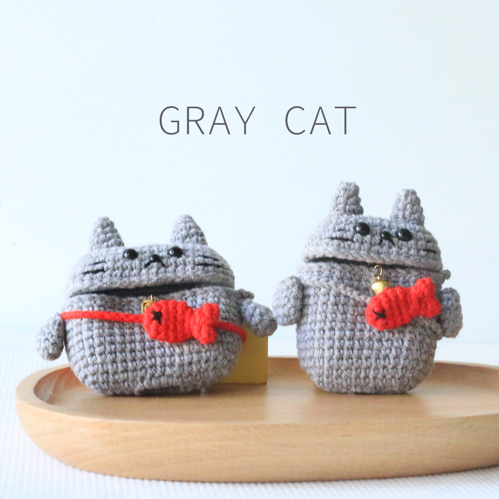 Gray Cat Airpod Case