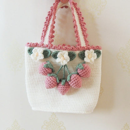 Crochet Strawberry Bags Fruit Bag, Flower Bags, Romantic Strawberry Garden