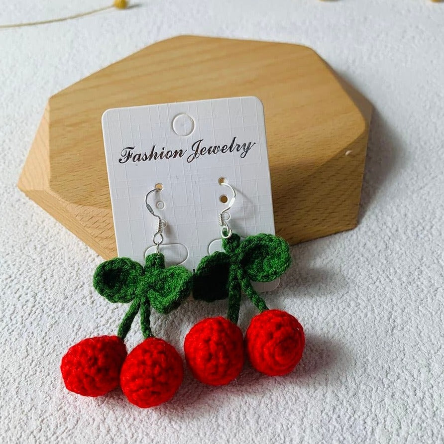 Crochet Cherry Earrings
