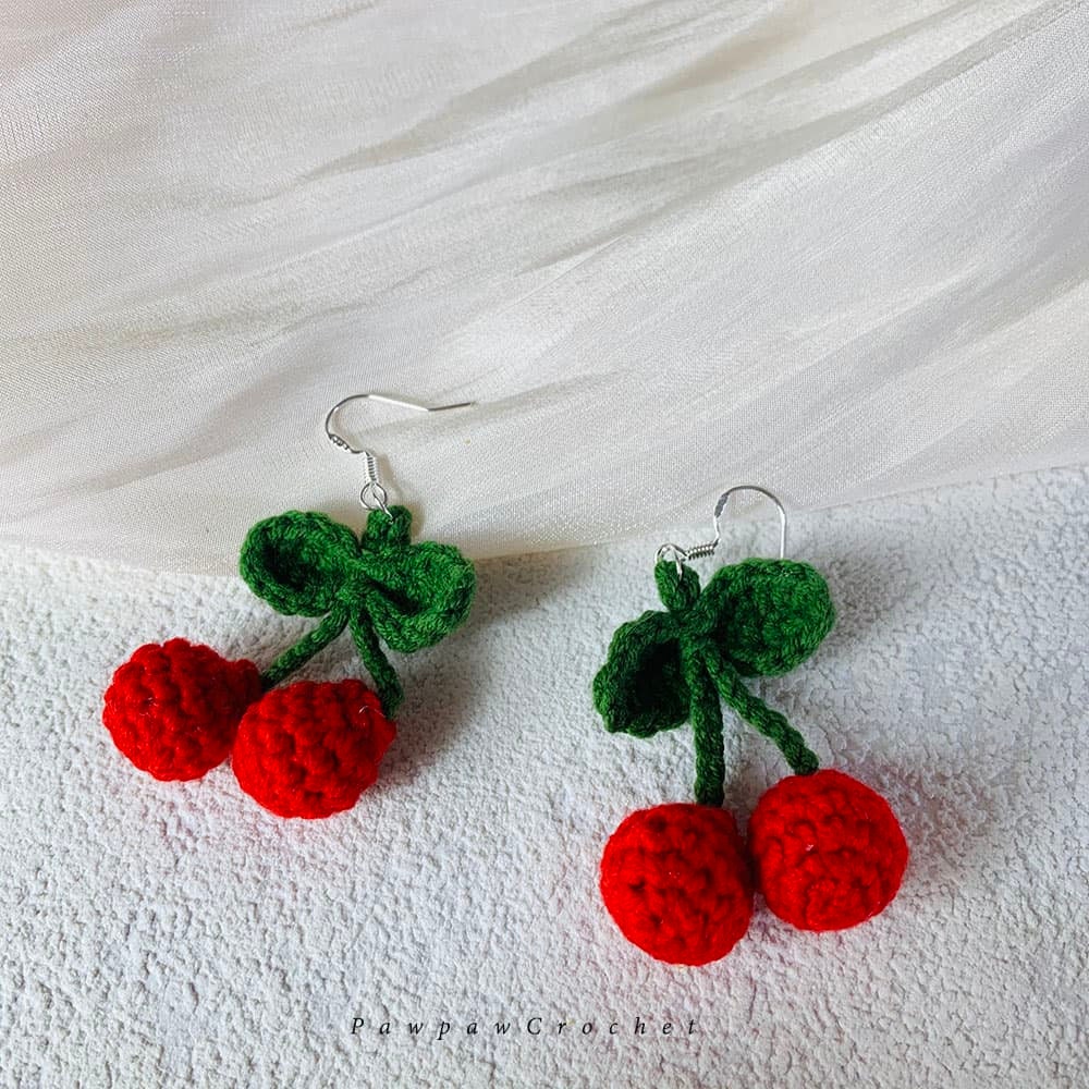 Crochet Cherry Earrings