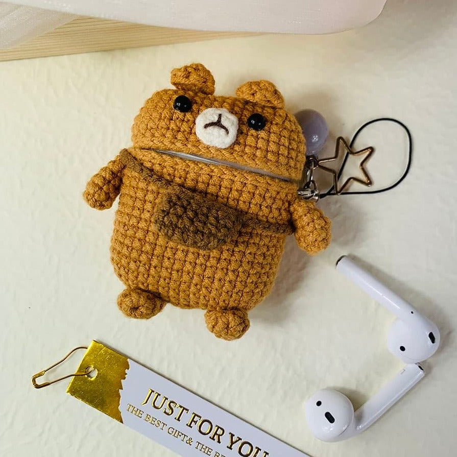 Brown Bear Crochet AirPods Case