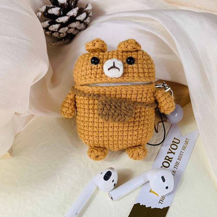 Brown Bear Crochet AirPods Case