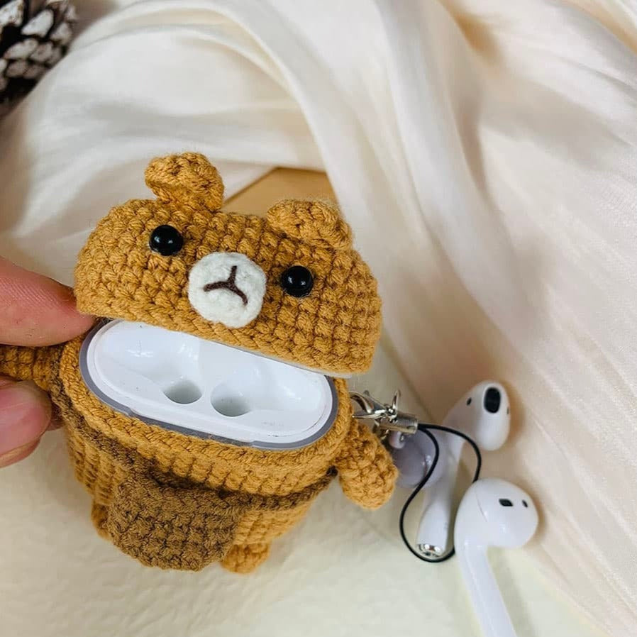 Brown Bear Crochet AirPods Case