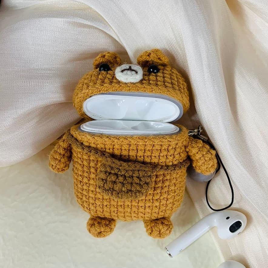 Brown Bear Crochet AirPods Case