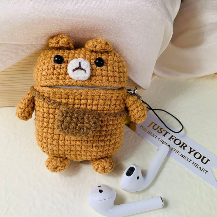 Brown Bear Crochet AirPods Case