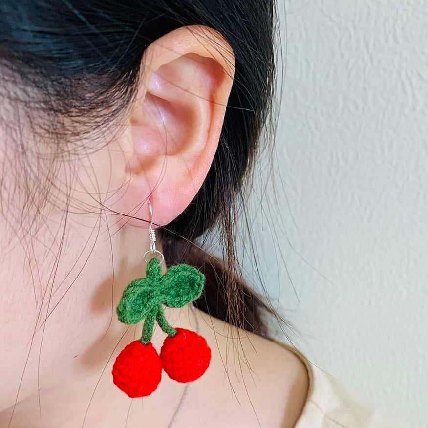 Crochet Cherry Earrings