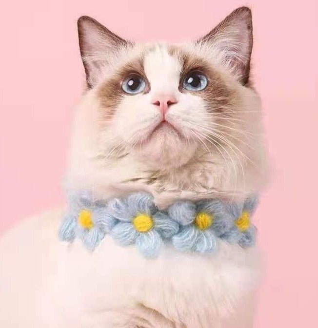 Crochet Flowers Cat Collar with Straps