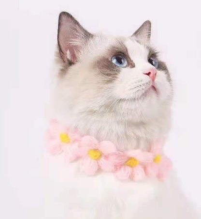 Crochet Flowers Cat Collar with Straps