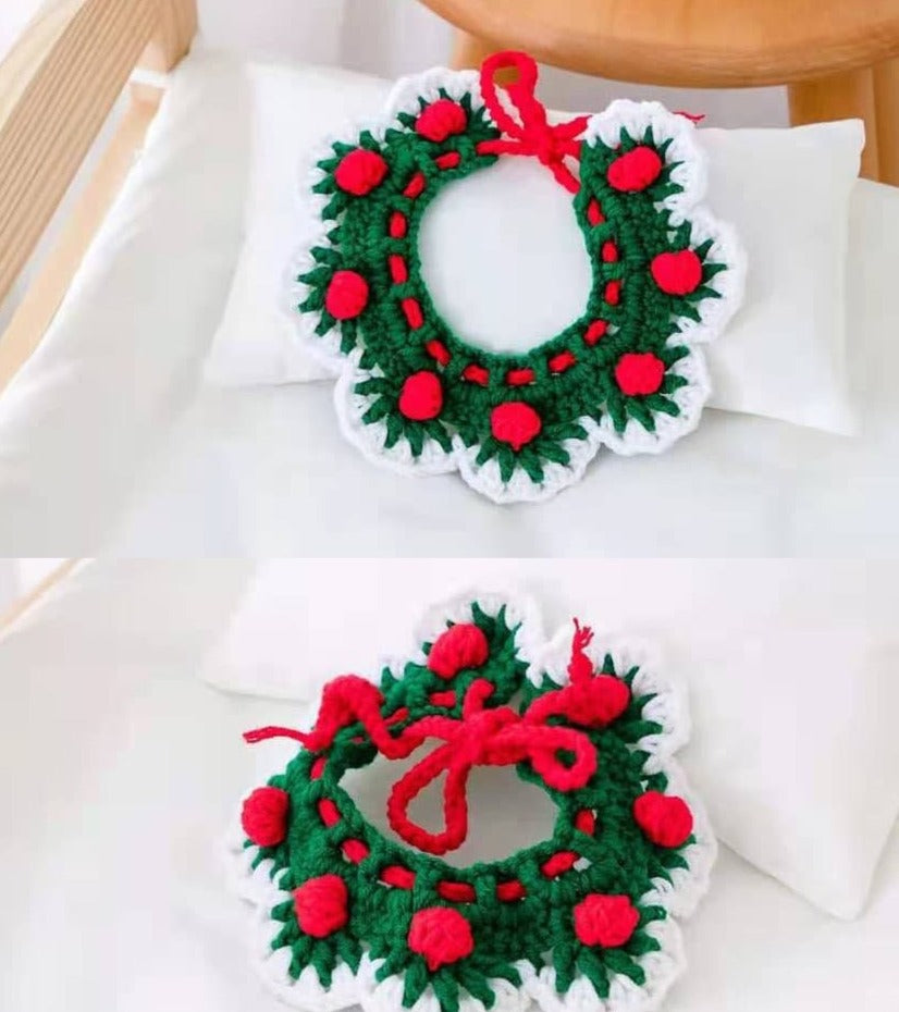 Adjustable Christmas Crochet Cat Collar