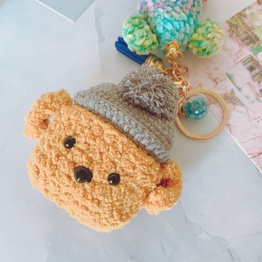 Fluffy Khaki Dog Crochet AirPods Case