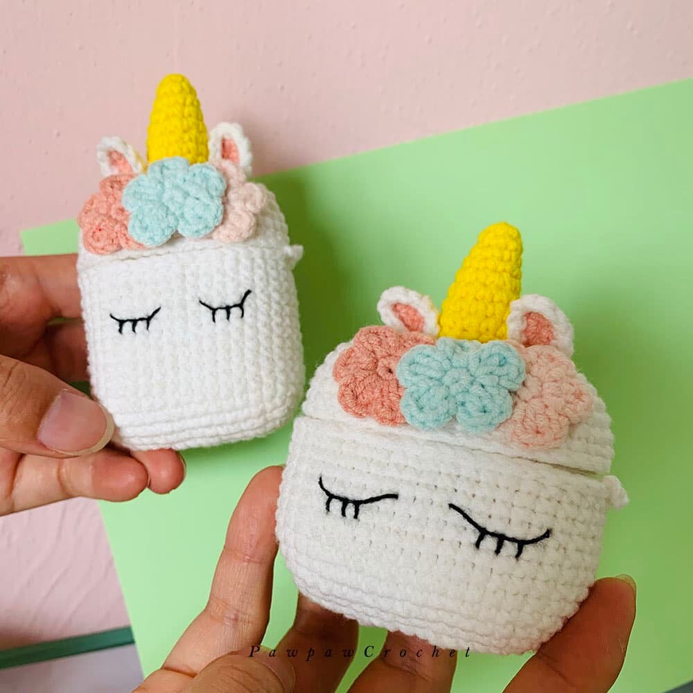 Crochet Unicorn AirPods Case