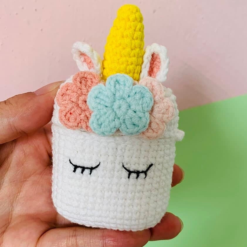 Crochet Unicorn AirPods Case