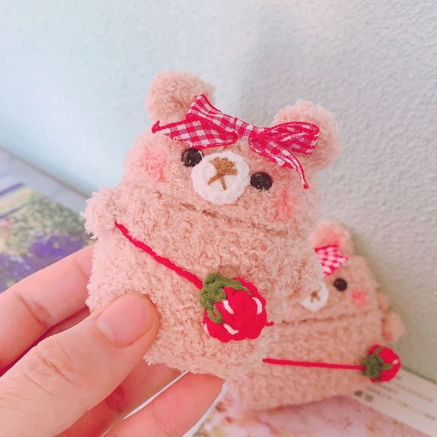 Red Strawberry Bear AirPods Case