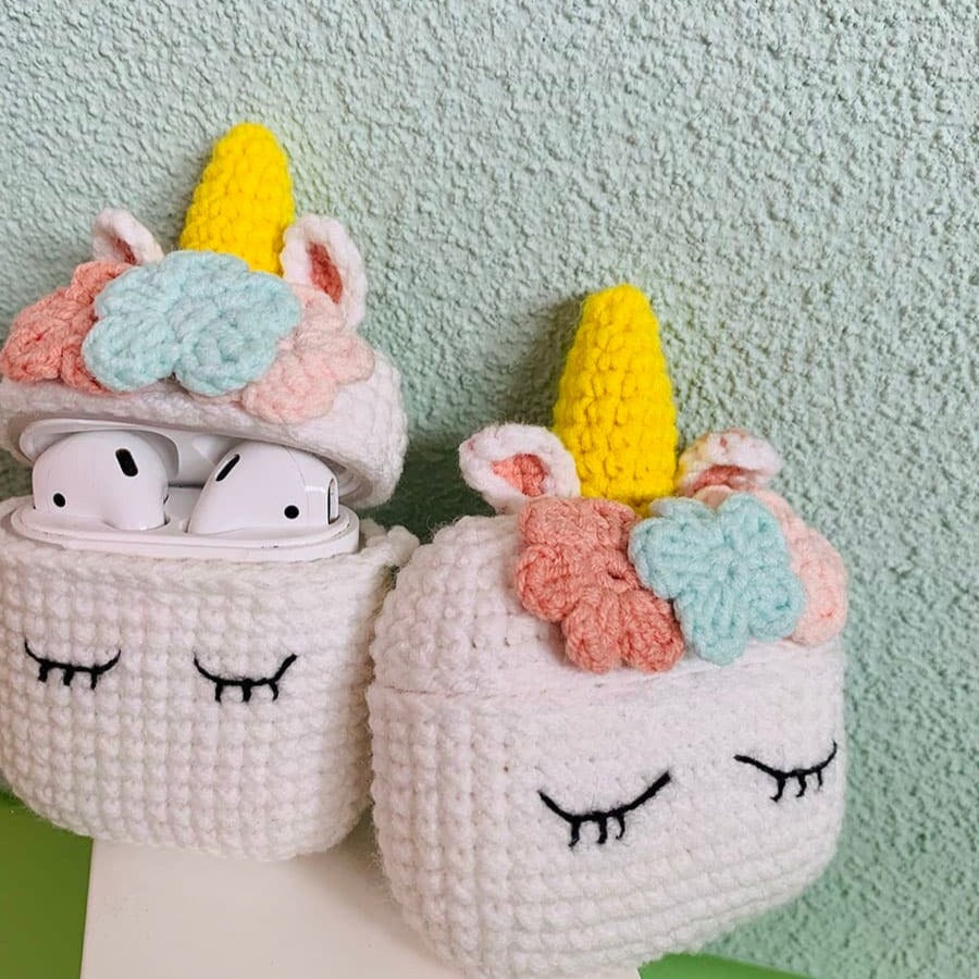 Crochet Unicorn AirPods Case