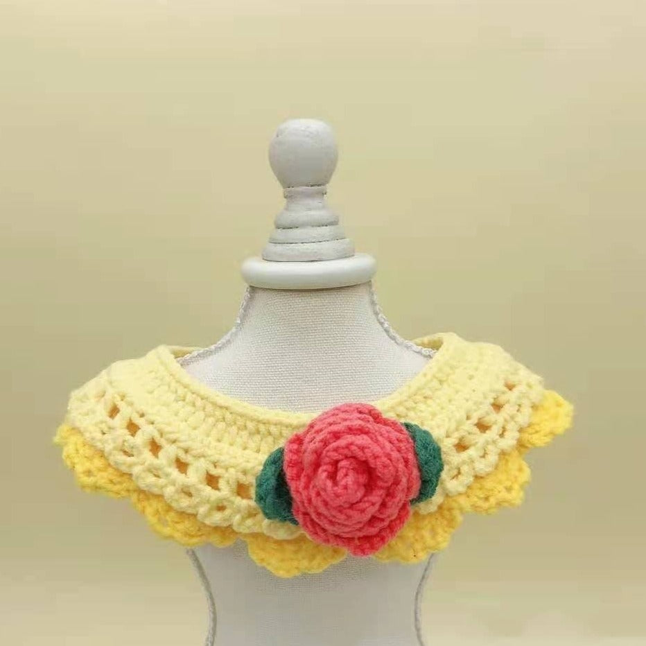Crochet Orange Collar with Rose