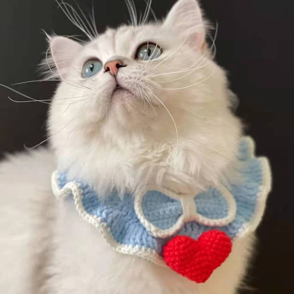 Crochet Cat Collar with Love Bow