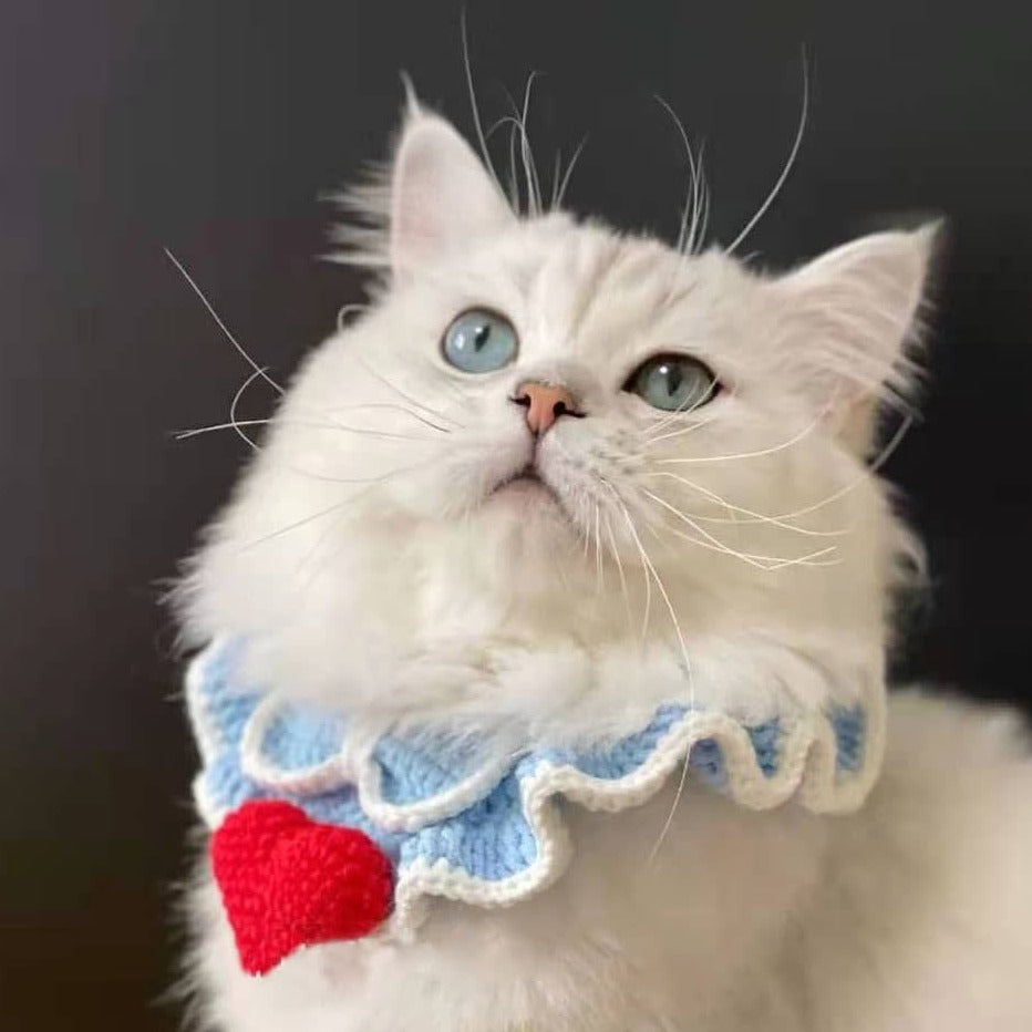 Crochet Cat Collar with Love Bow