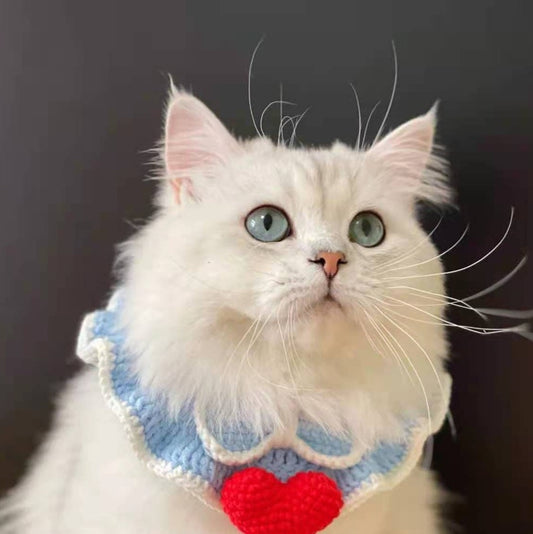Crochet Cat Collar with Love Bow