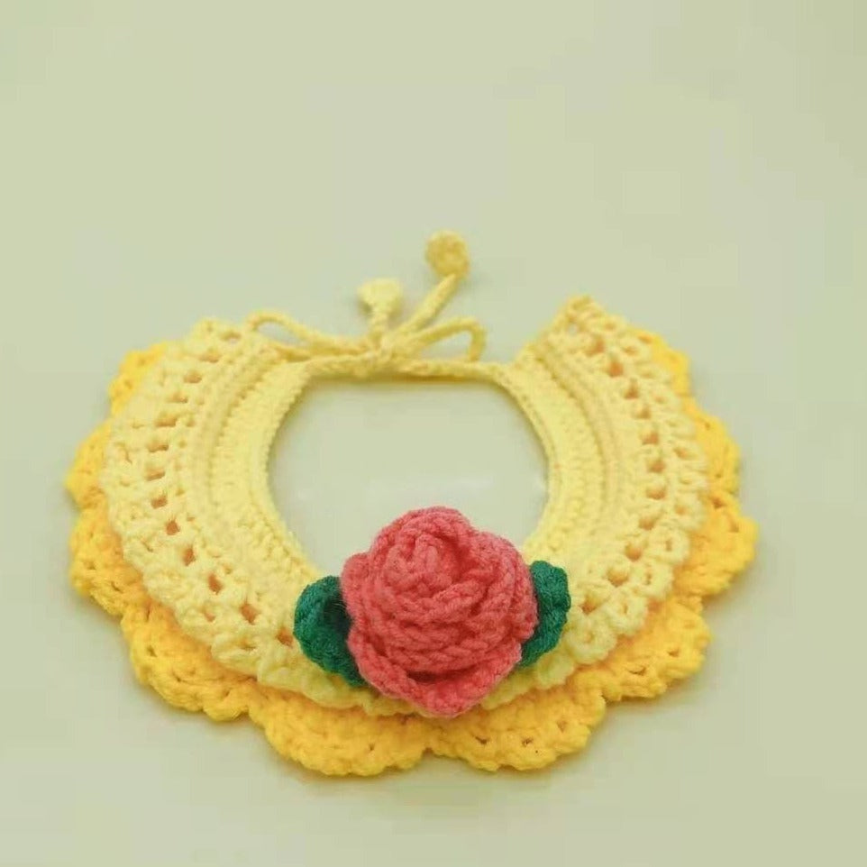 Crochet Orange Collar with Rose