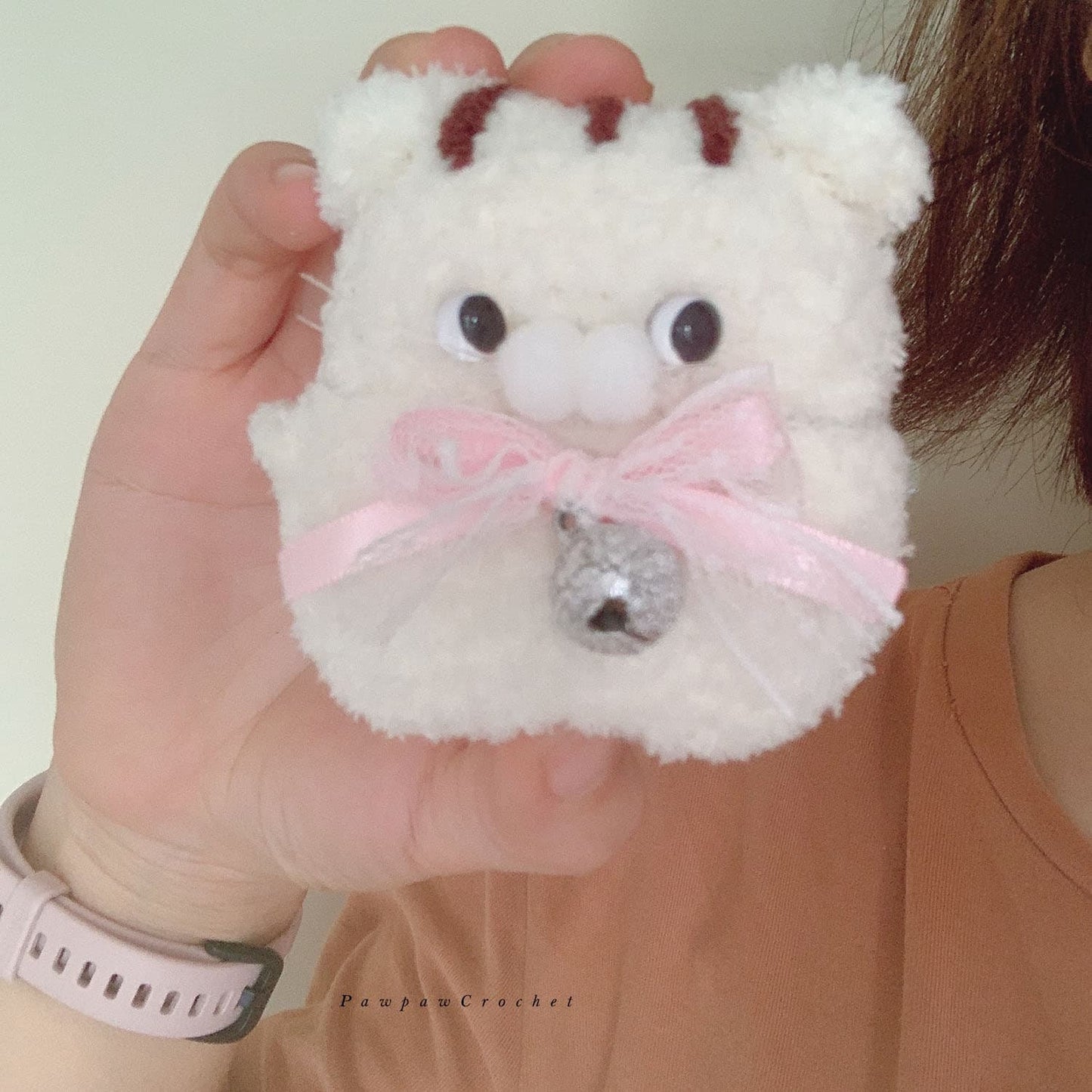 Crochet White Cat Airpod Case