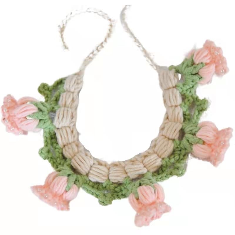 Knit Flower Pet Collar