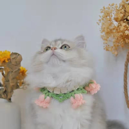 Knit Flower Pet Collar