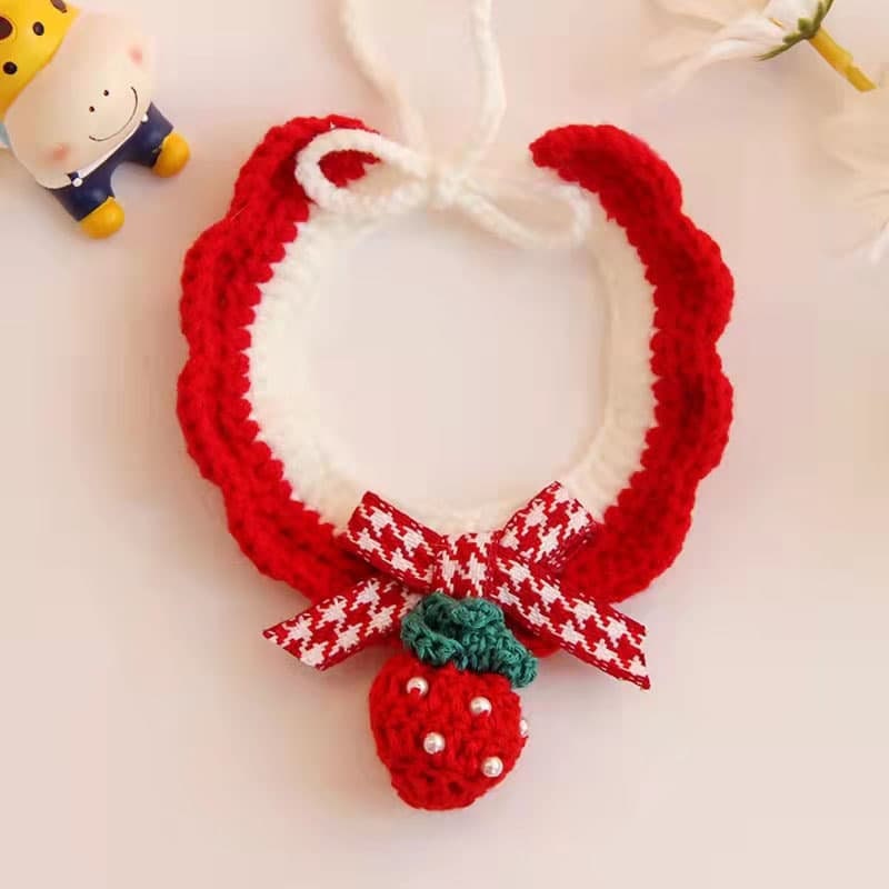 Knit Strawberry Pet Collar Fruit Cat Collar