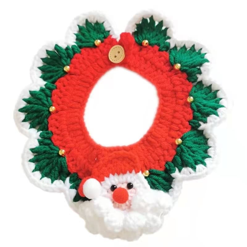 Crochet Red Collar Santa Claus Collar