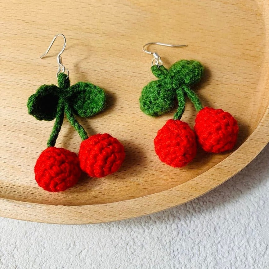 Crochet Cherry Earrings