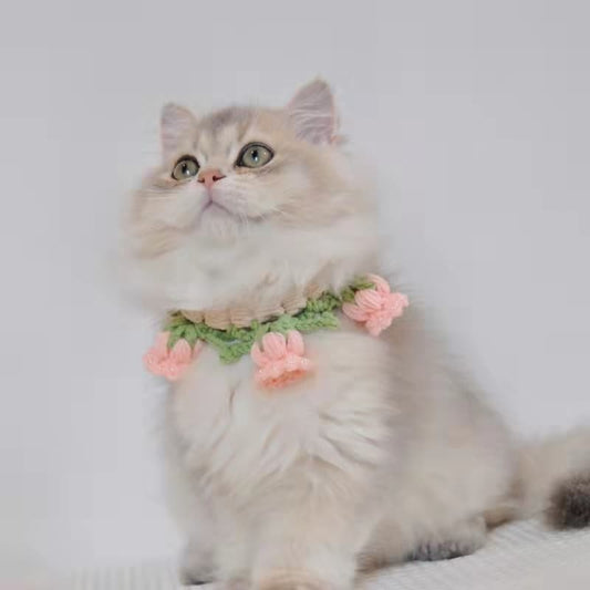 Knit Flower Pet Collar