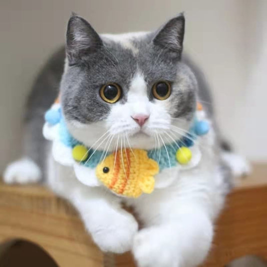 Handmade Fish Cat Collar Star Cat Collar Tie Up Pet Collar