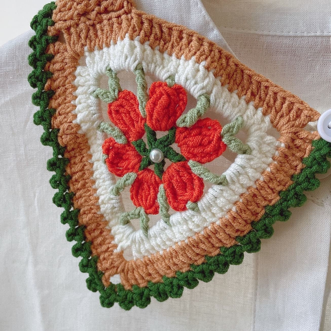 Crochet Collar Granny Square Women Decorative Collar