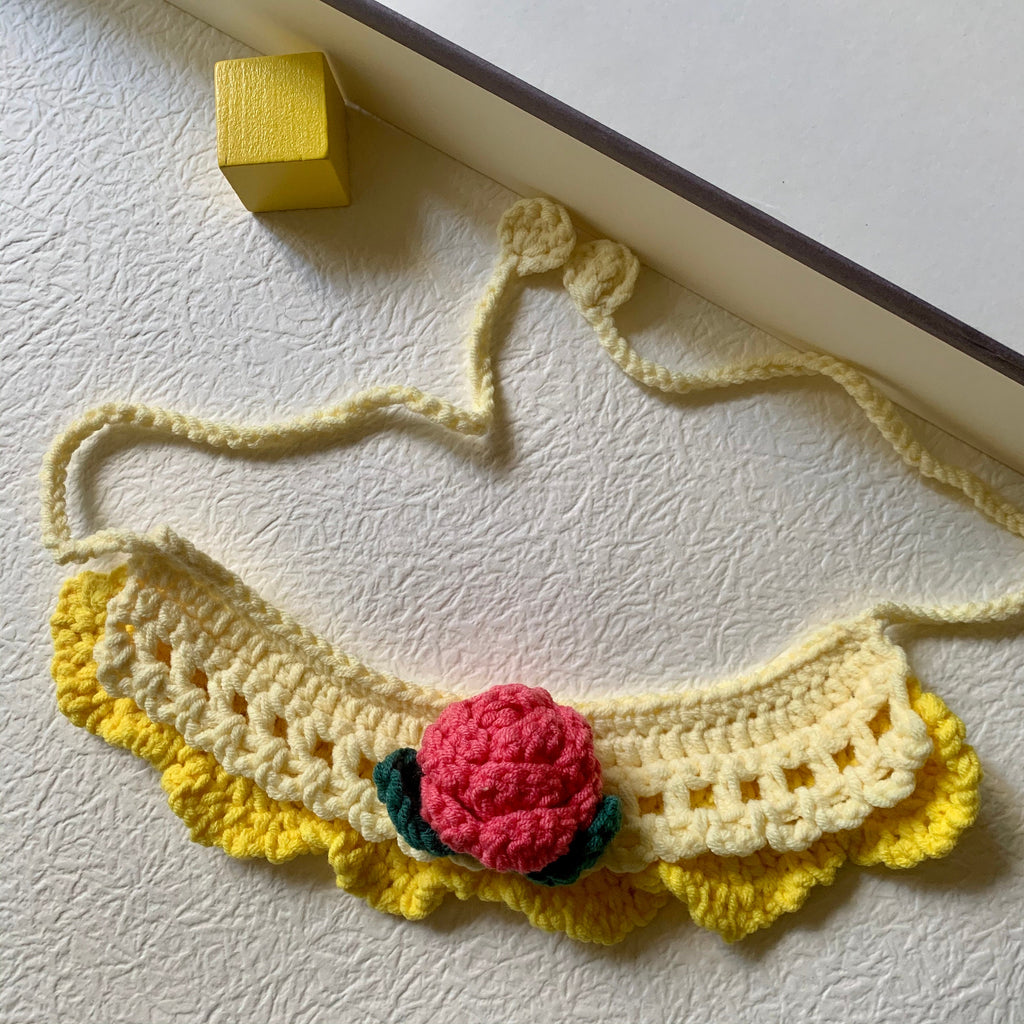 Crochet Orange Collar with Rose