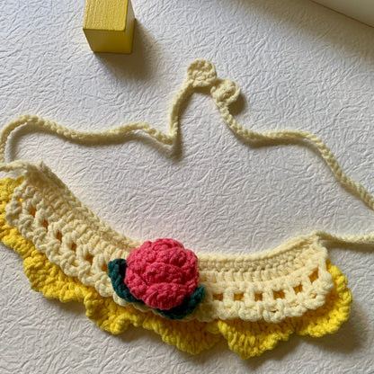 Crochet Orange Collar with Rose